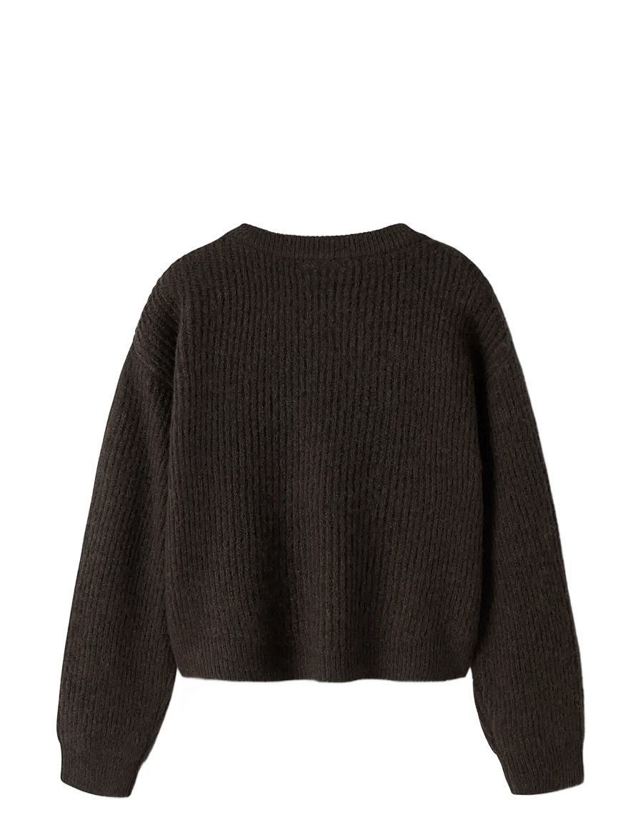 name it - NKFHOLLY LS BOXY SHORT KNIT NOOS - pullover - chocolate plum - 1