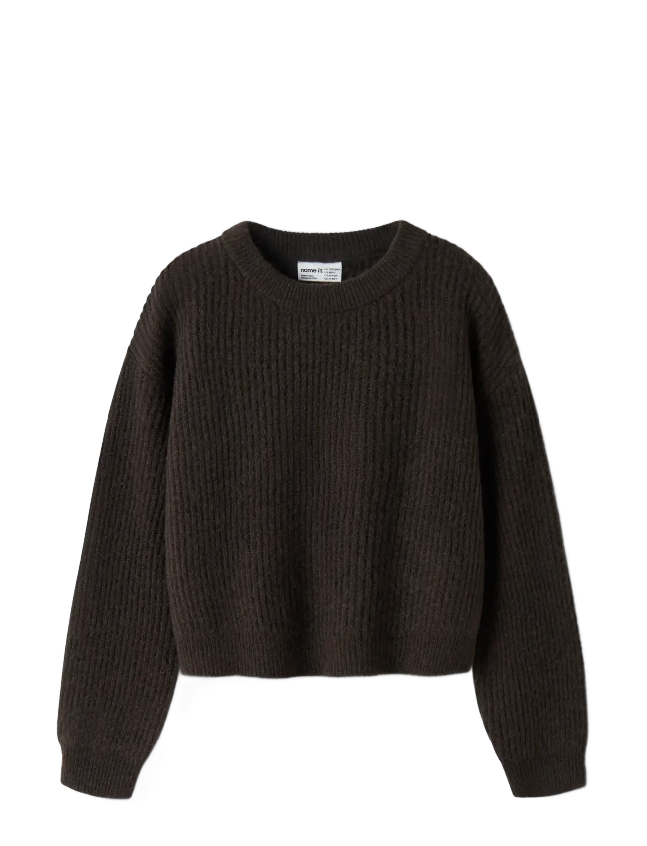 name it - NKFHOLLY LS BOXY SHORT KNIT NOOS - pullover - chocolate plum - 2