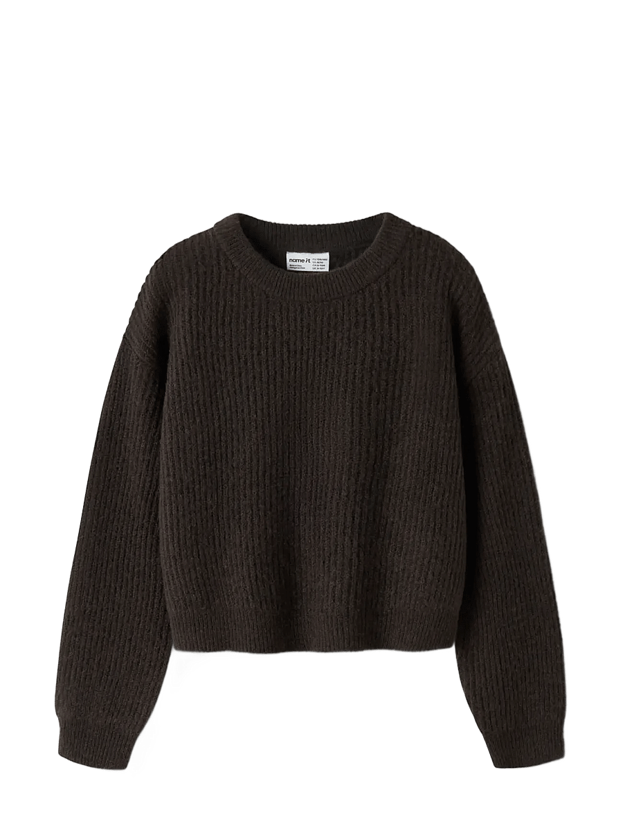 name it - NKFHOLLY LS BOXY SHORT KNIT NOOS - pullover - chocolate plum - 2