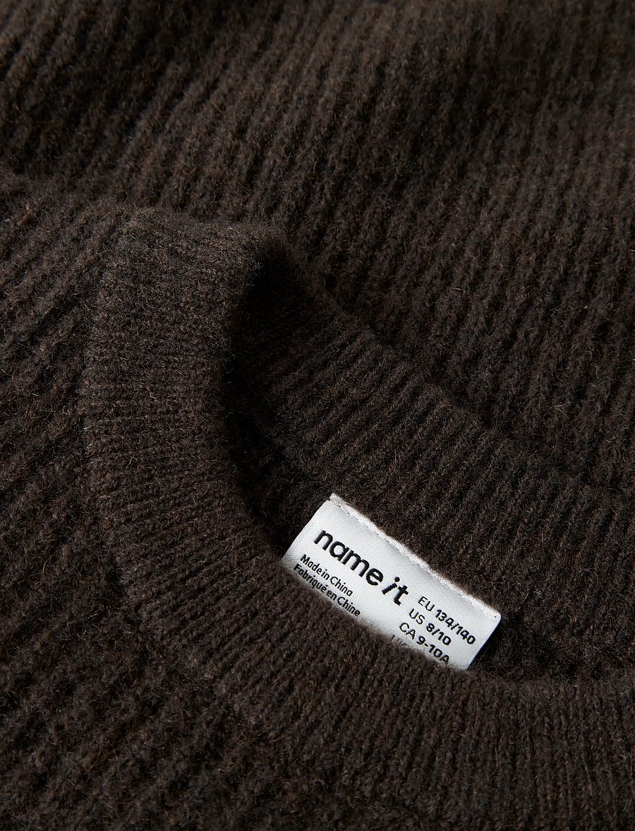 name it - NKFHOLLY LS BOXY SHORT KNIT NOOS - pullover - chocolate plum - 3