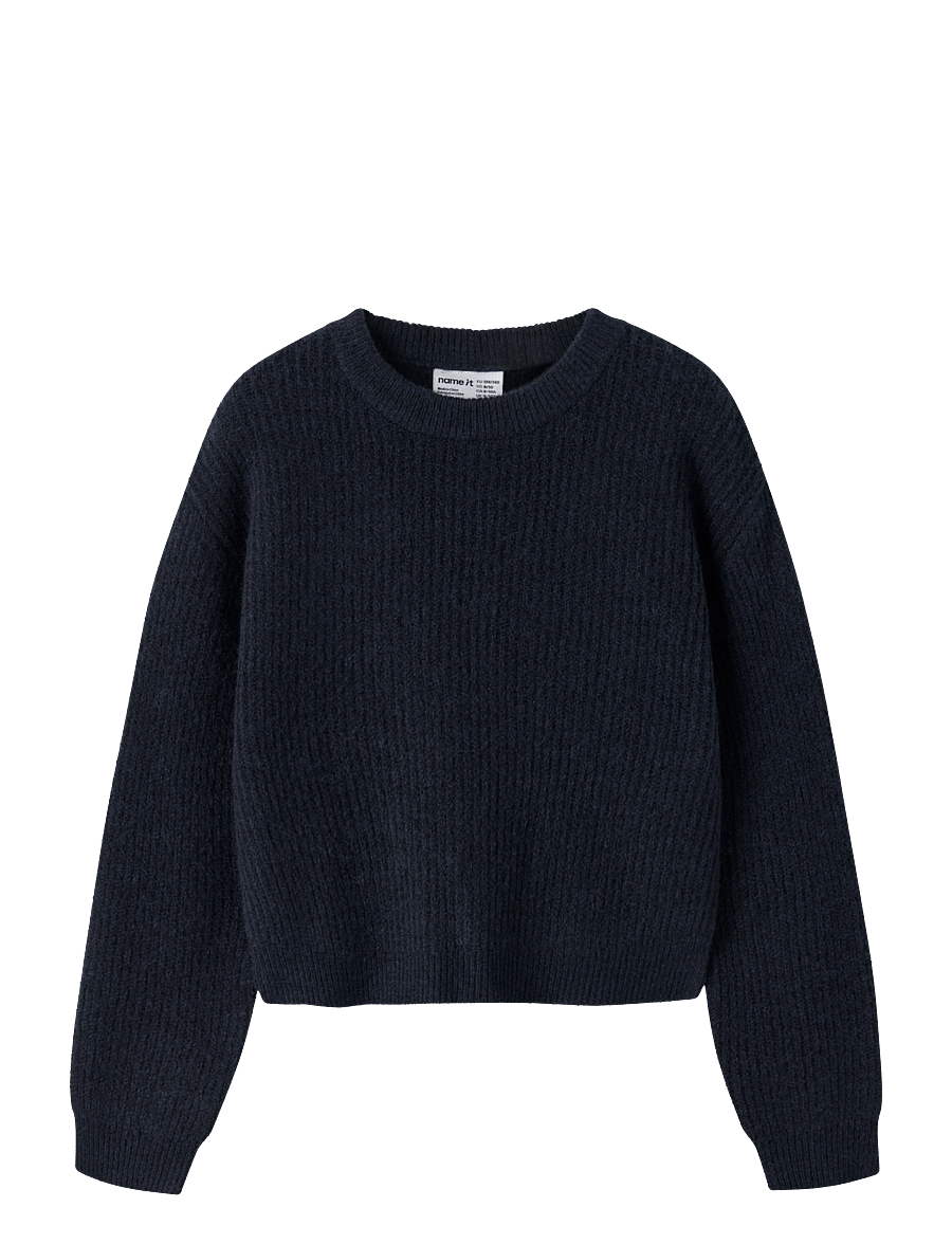 name it - NKFHOLLY LS BOXY SHORT KNIT NOOS - džemprid - dark sapphire - 0