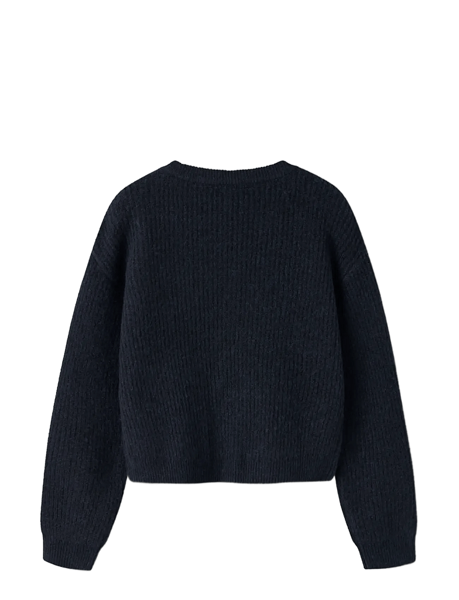 name it - NKFHOLLY LS BOXY SHORT KNIT NOOS - džemprid - dark sapphire - 1