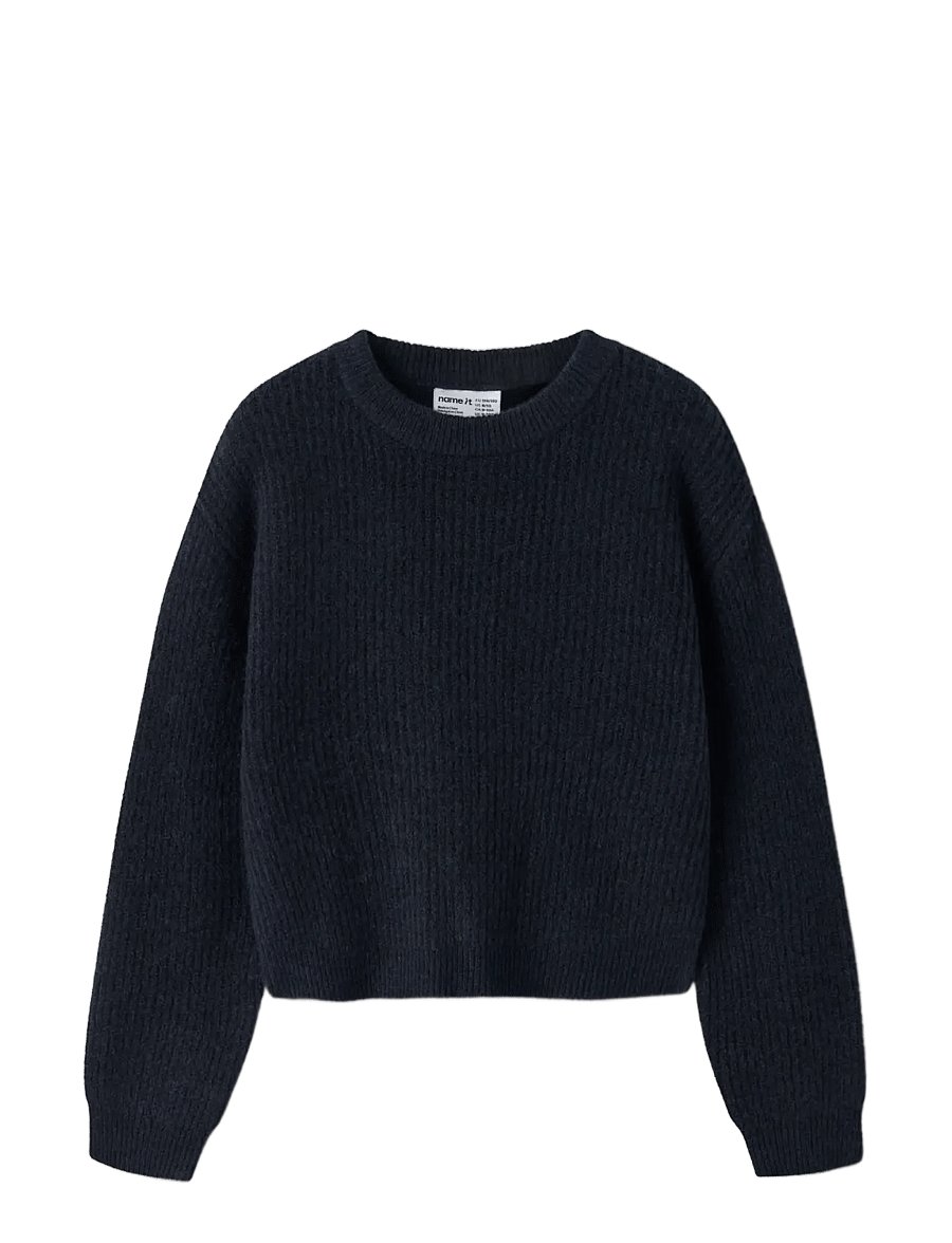 name it - NKFHOLLY LS BOXY SHORT KNIT NOOS - džemprid - dark sapphire - 2