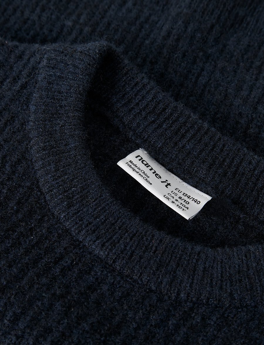 name it - NKFHOLLY LS BOXY SHORT KNIT NOOS - džemprid - dark sapphire - 3
