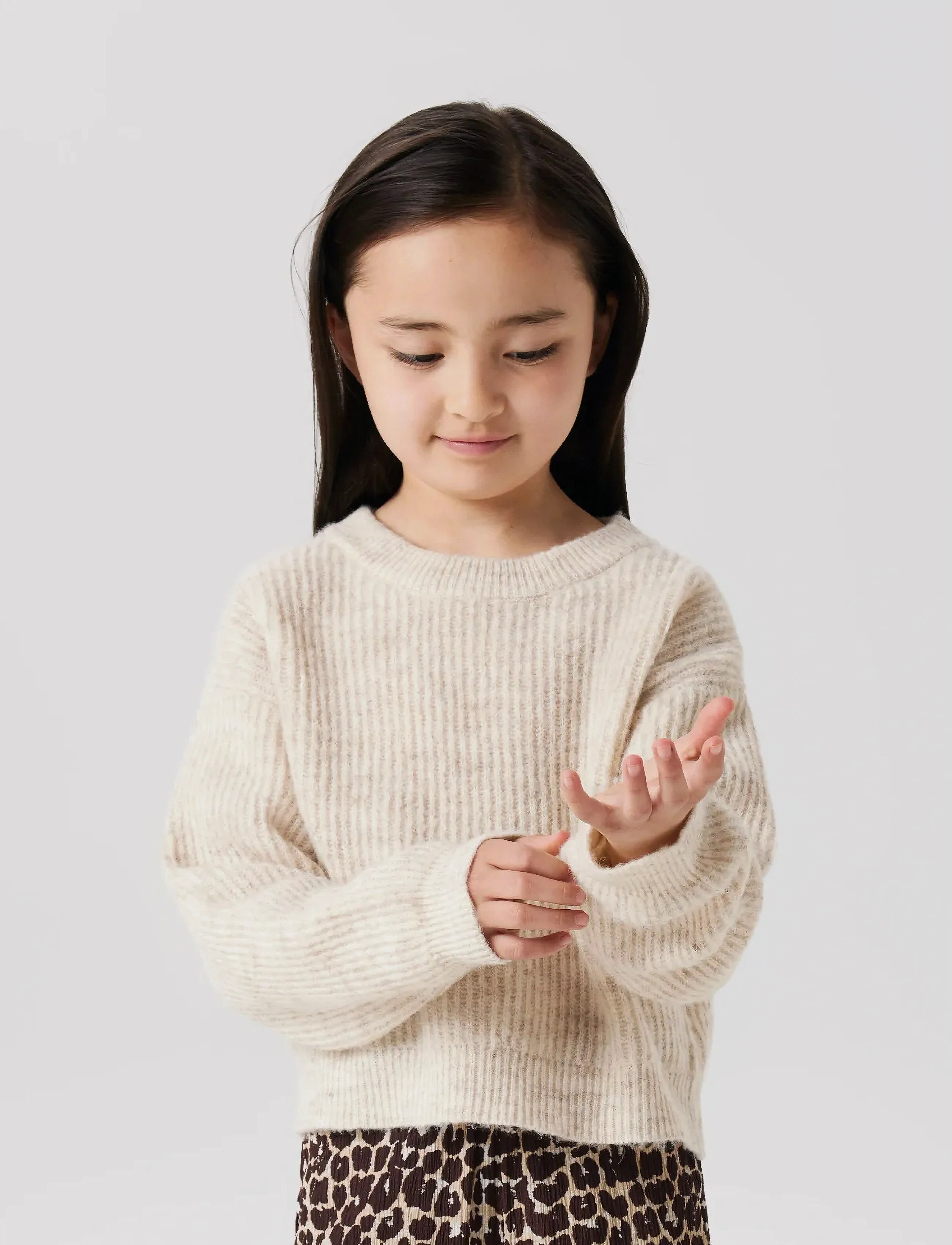 name it NKFHOLLY LS BOXY SHORT KNIT NOOS - Stickade tröjor - PURE CASHMERE / beige