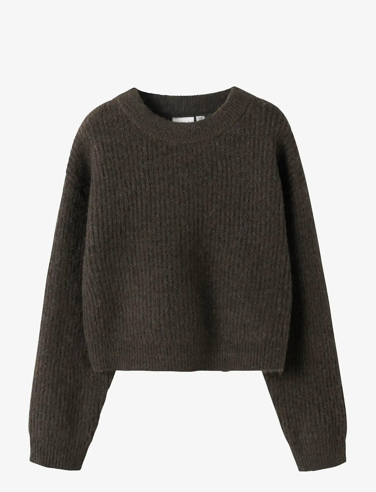 name it - NKFHOLLY LS BOXY SHORT KNIT NOOS - pullover - seal brown - 1