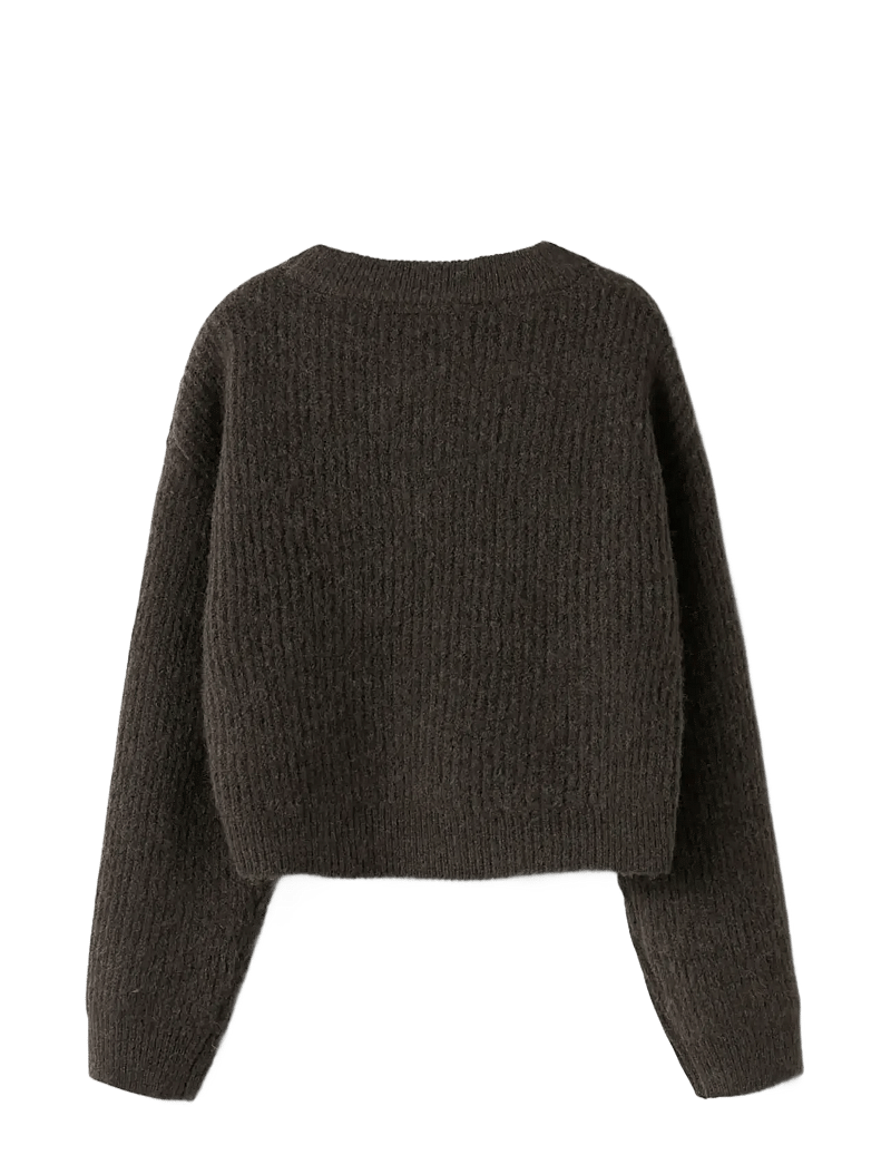 name it - NKFHOLLY LS BOXY SHORT KNIT NOOS - pullover - seal brown - 2