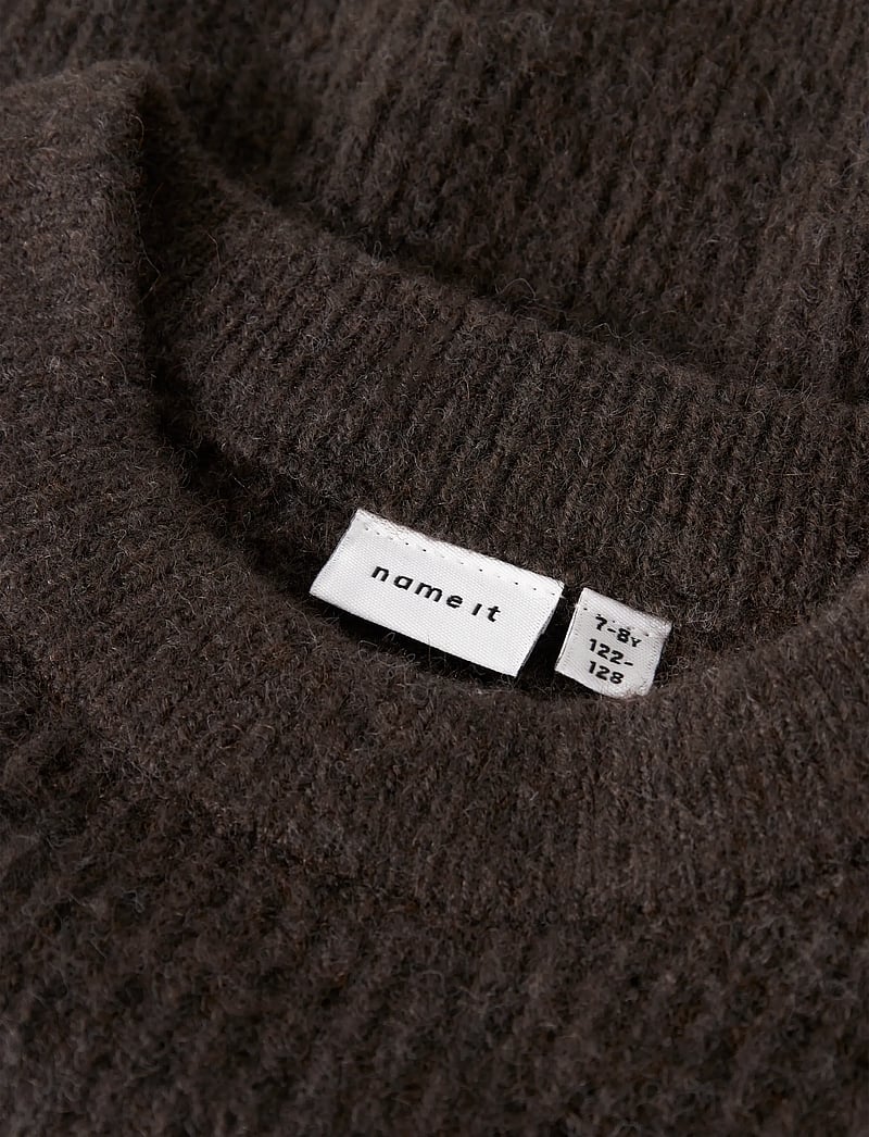name it - NKFHOLLY LS BOXY SHORT KNIT NOOS - pullover - seal brown - 3