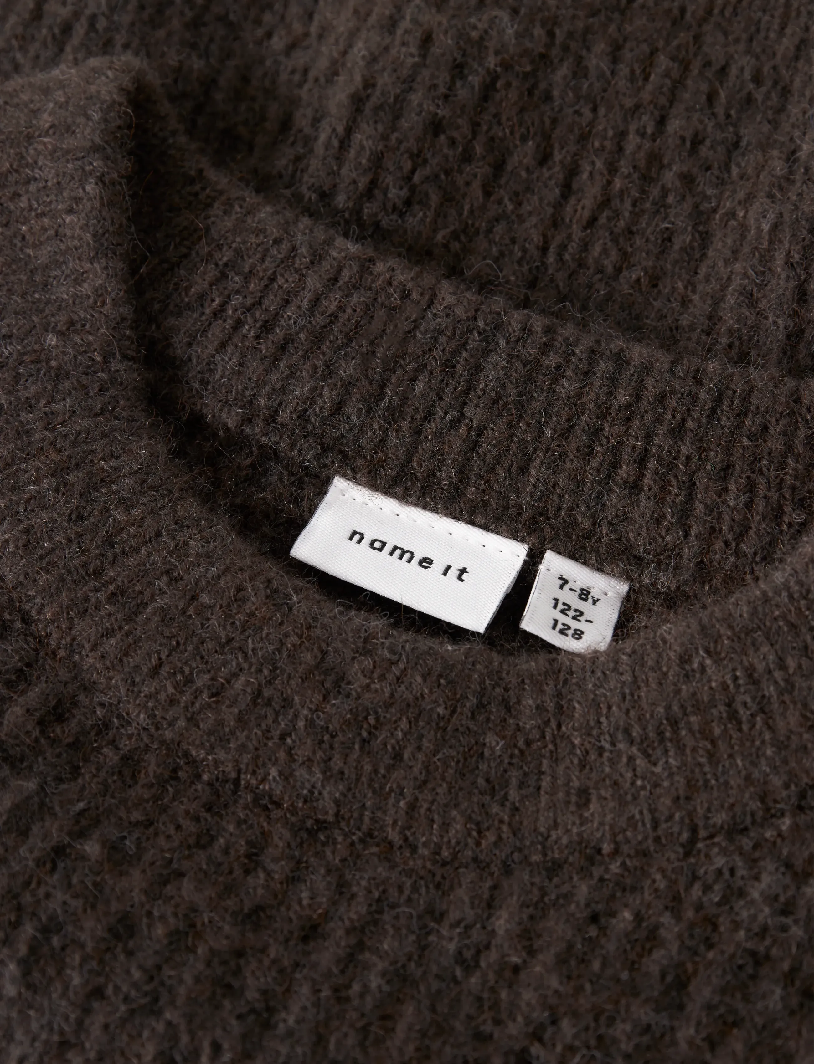 name it - NKFHOLLY LS BOXY SHORT KNIT NOOS - stickade tröjor - seal brown - 3