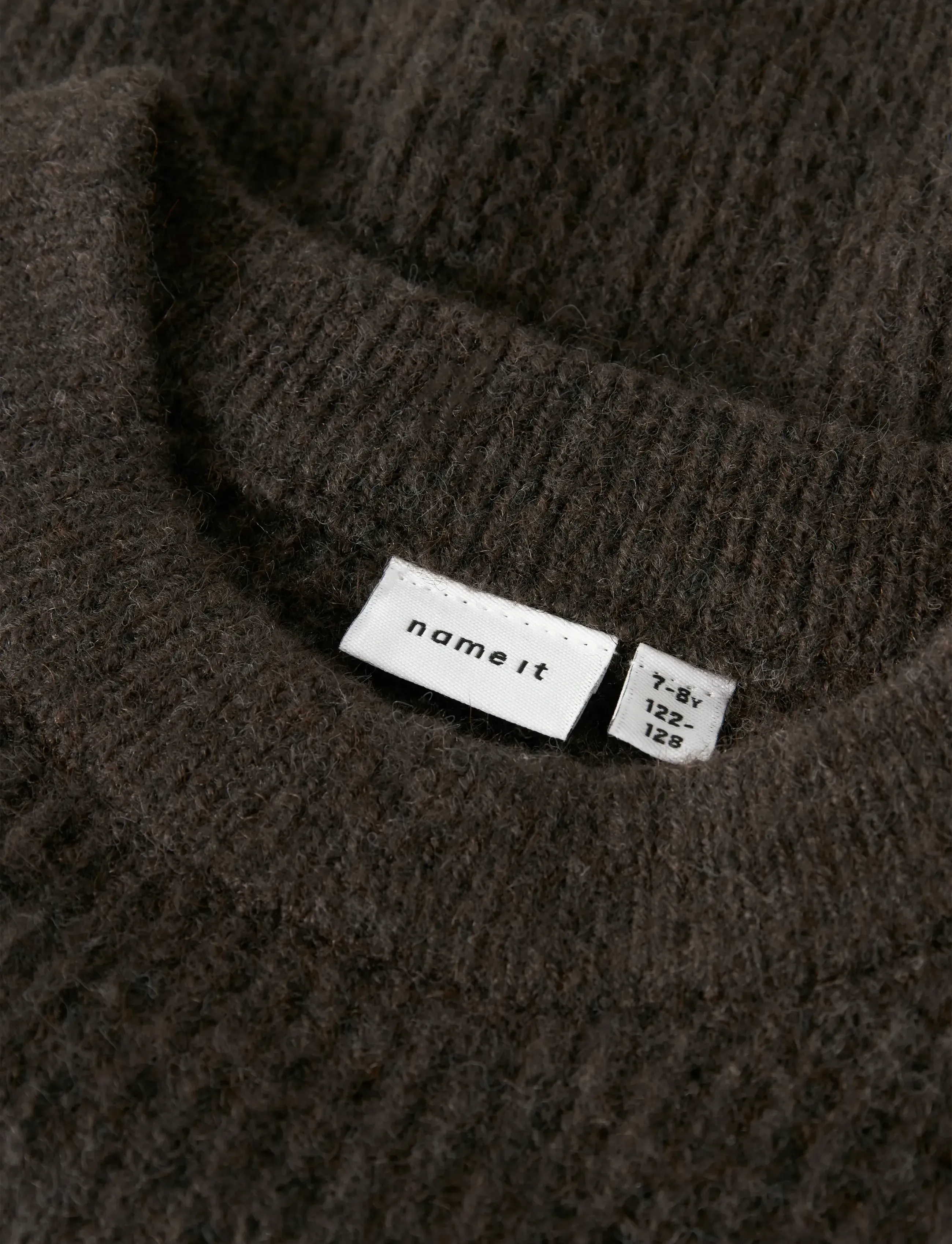 name it - NKFHOLLY LS BOXY SHORT KNIT NOOS - stickade tröjor - seal brown - 4