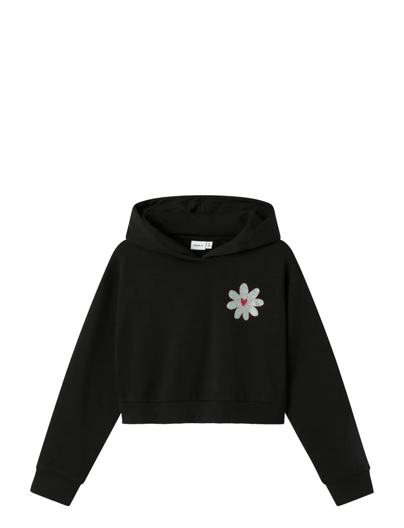 name it Nkfkory Ls Crop Boxy Swe Wh Bru Ps Noos, 116, Black, Sweatshirts & Hættetrøjer > Hættetrøjer, Børn