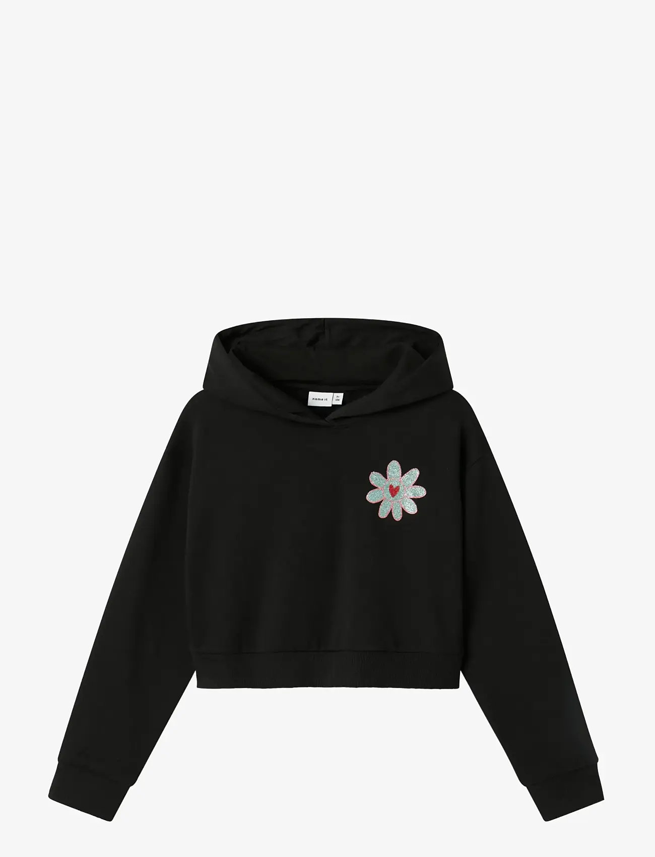 name it - NKFKORY LS CROP BOXY SWE WH BRU PS NOOS - hættetrøjer - black - 0