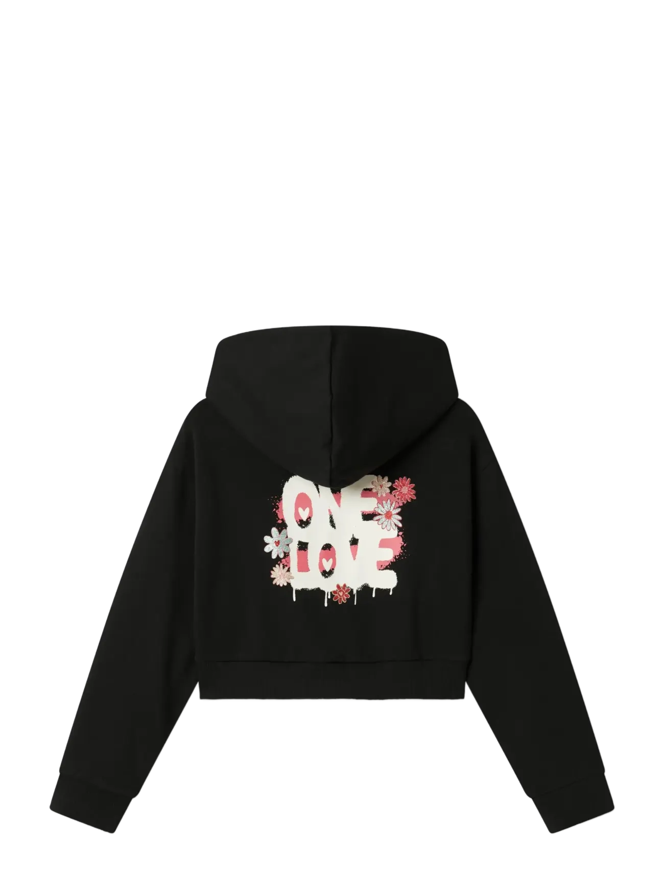 name it - NKFKORY LS CROP BOXY SWE WH BRU PS NOOS - kapuutsiga dressipluusid - black - 1