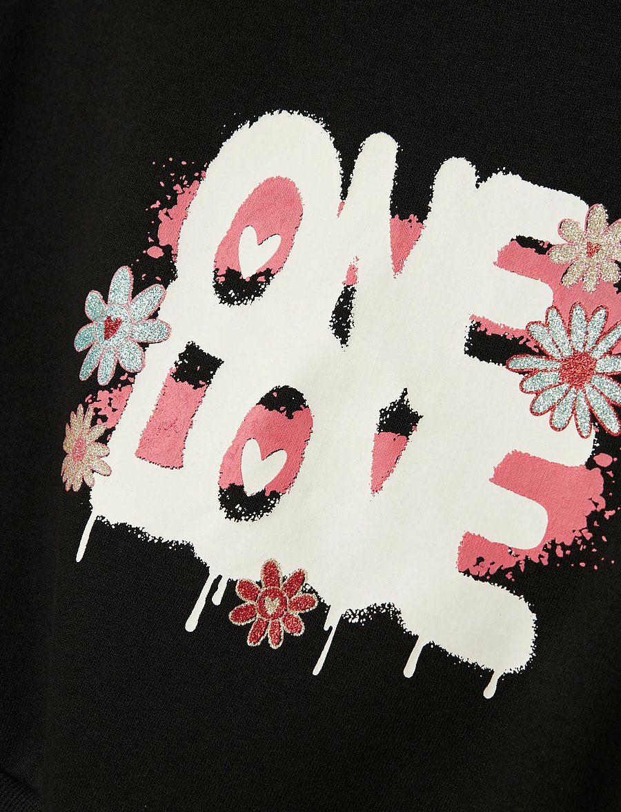 name it - NKFKORY LS CROP BOXY SWE WH BRU PS NOOS - kapuzenpullover - black - 2