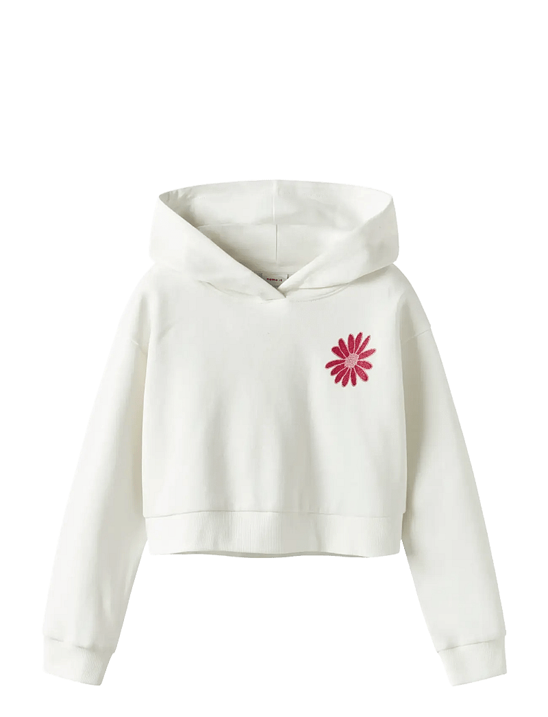 name it - NKFKORY LS CROP BOXY SWE WH BRU PS NOOS - pulls à capuche - cloud dancer - 0