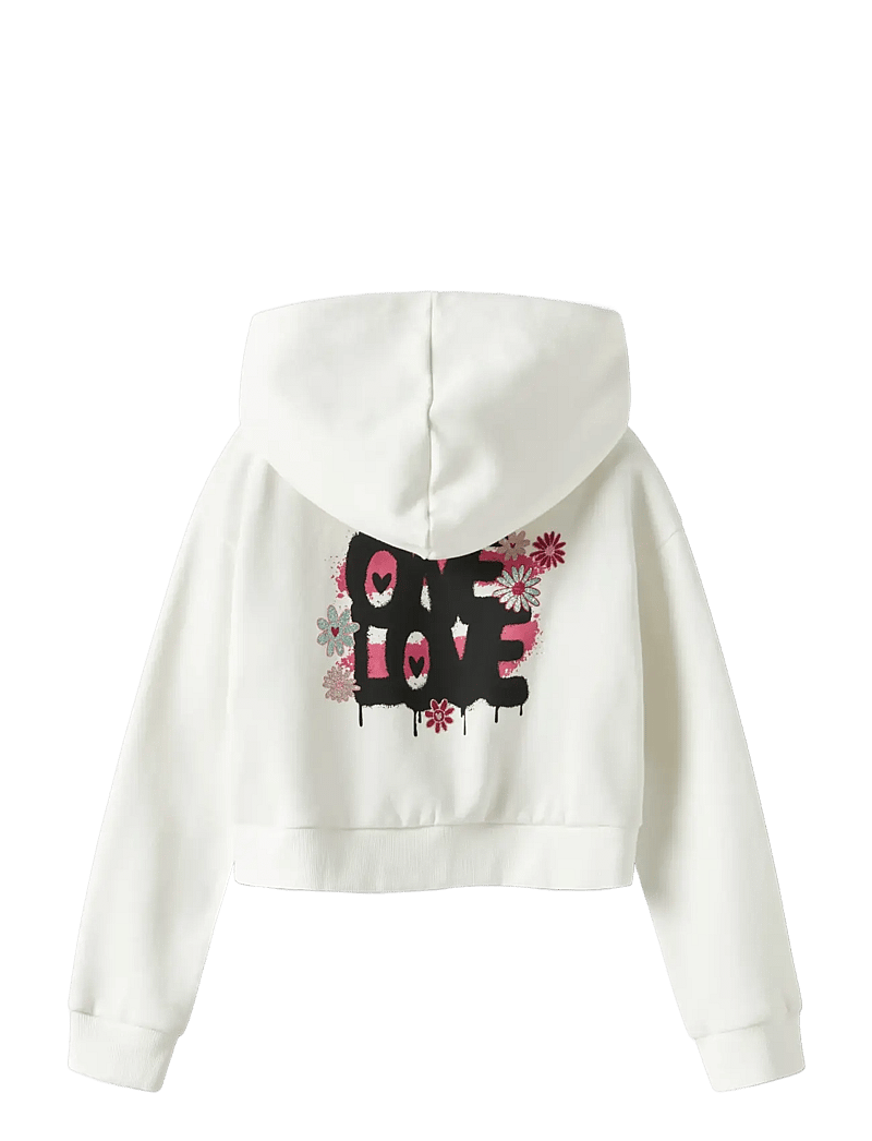 name it - NKFKORY LS CROP BOXY SWE WH BRU PS NOOS - pulls à capuche - cloud dancer - 1