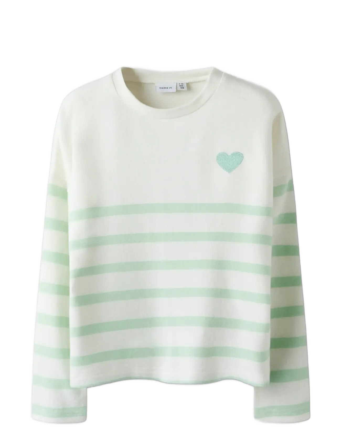 name it NKFLINE LS KNIT PS NOOS - Strik - GOSSAMER GREEN / white