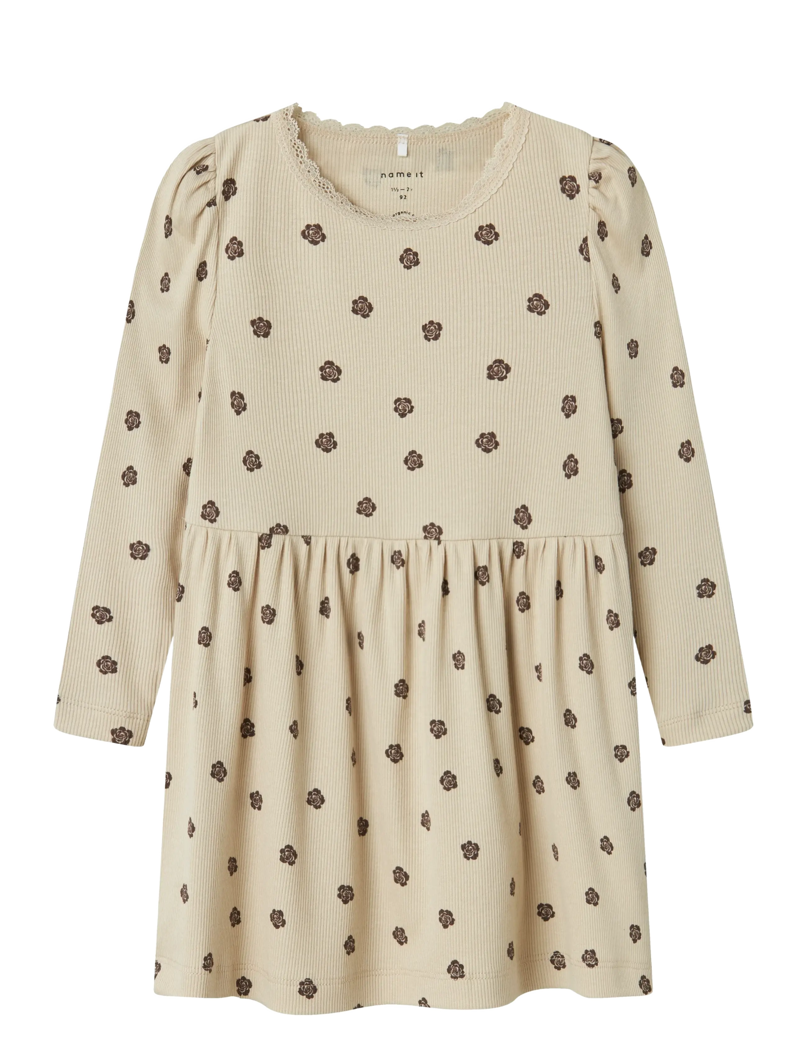 name it NMFLAIKABNA XSL LS DRESS - 4 for 3 - PEYOTE / cream