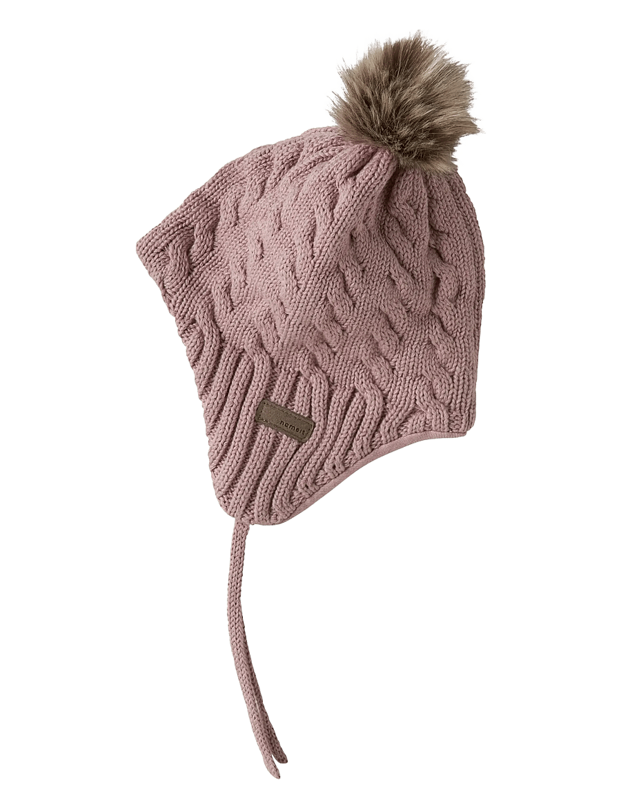 name it - NBNMILLO KNIT HAT2 - kootud mütsid - woodrose - 0