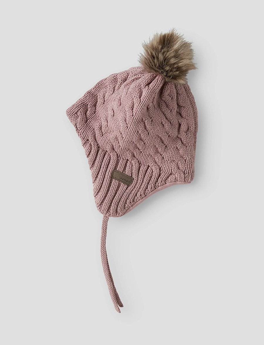 name it - NBNMILLO KNIT HAT2 - kootud mütsid - woodrose - 2