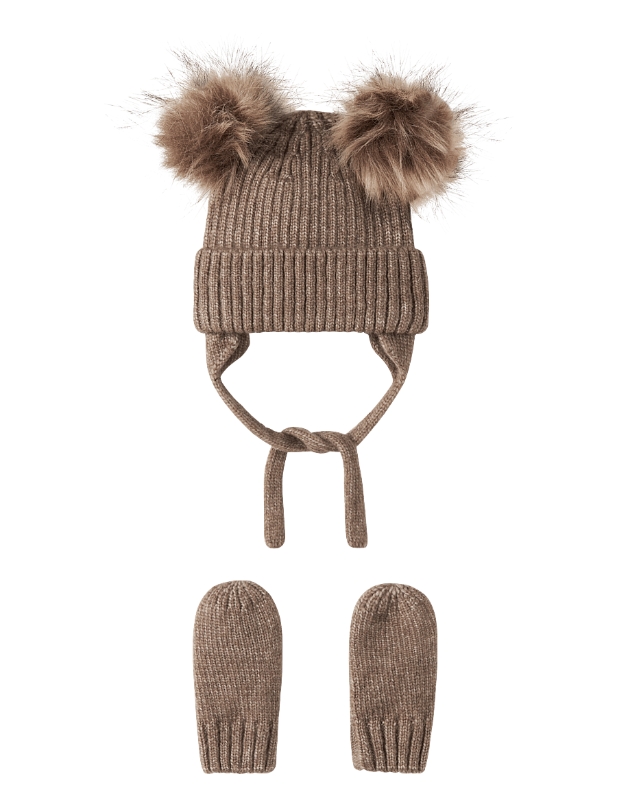 name it - NBNMORA KNIT SET - handschuhe - walnut - 0