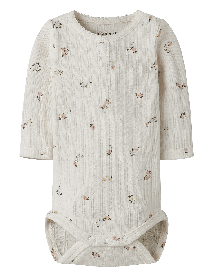 name it - NBFLOWER LS BODY - langärmelige bodys - peyote melange - 0