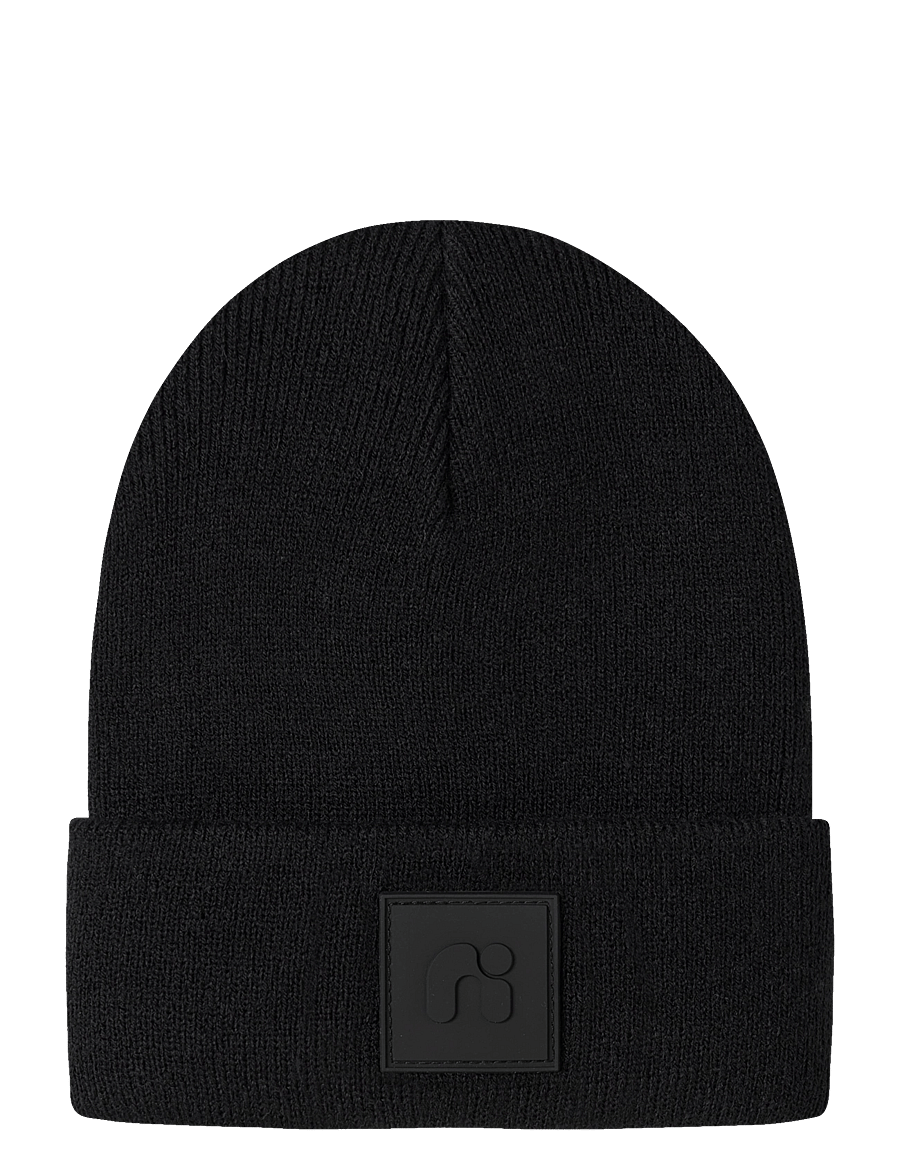 name it - NMNMALIK KNIT BEANIE BADGE1 - beanies - black - 0