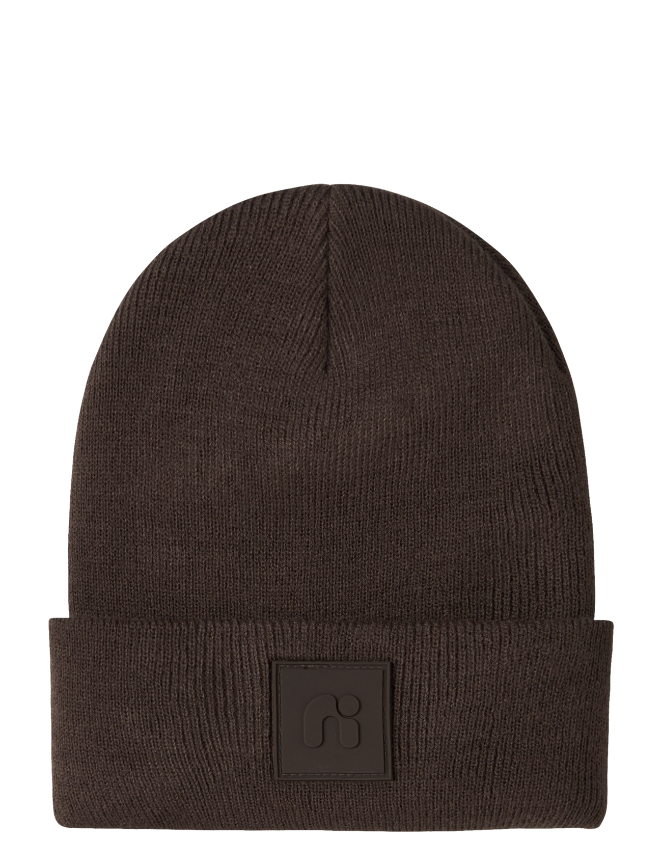 name it - NMNMALIK KNIT BEANIE BADGE1 - kootud mütsid - seal brown - 0