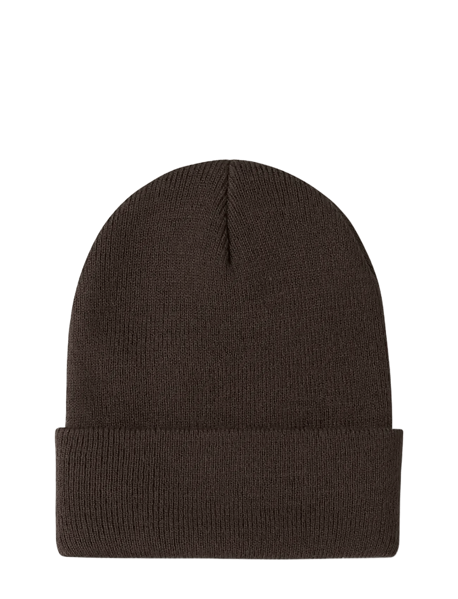 name it - NMNMALIK KNIT BEANIE BADGE1 - kootud mütsid - seal brown - 1