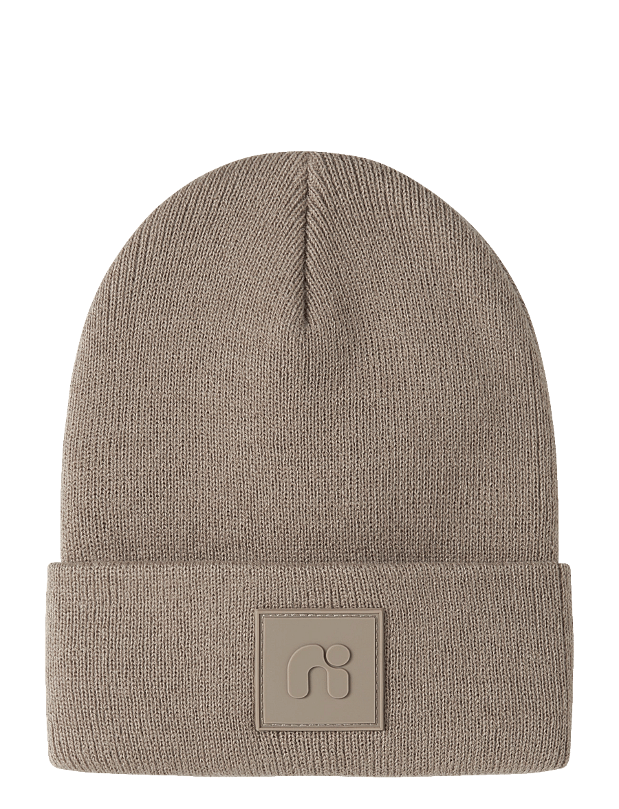 name it - NMNMALIK KNIT BEANIE BADGE1 - kootud mütsid - silver mink - 0