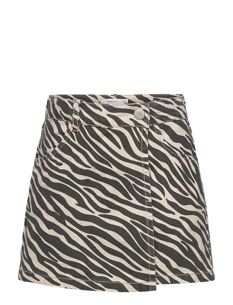 name it - NKFZEBRA TWILL SKORT 4003-TD D - byxkjolar - cement - 0