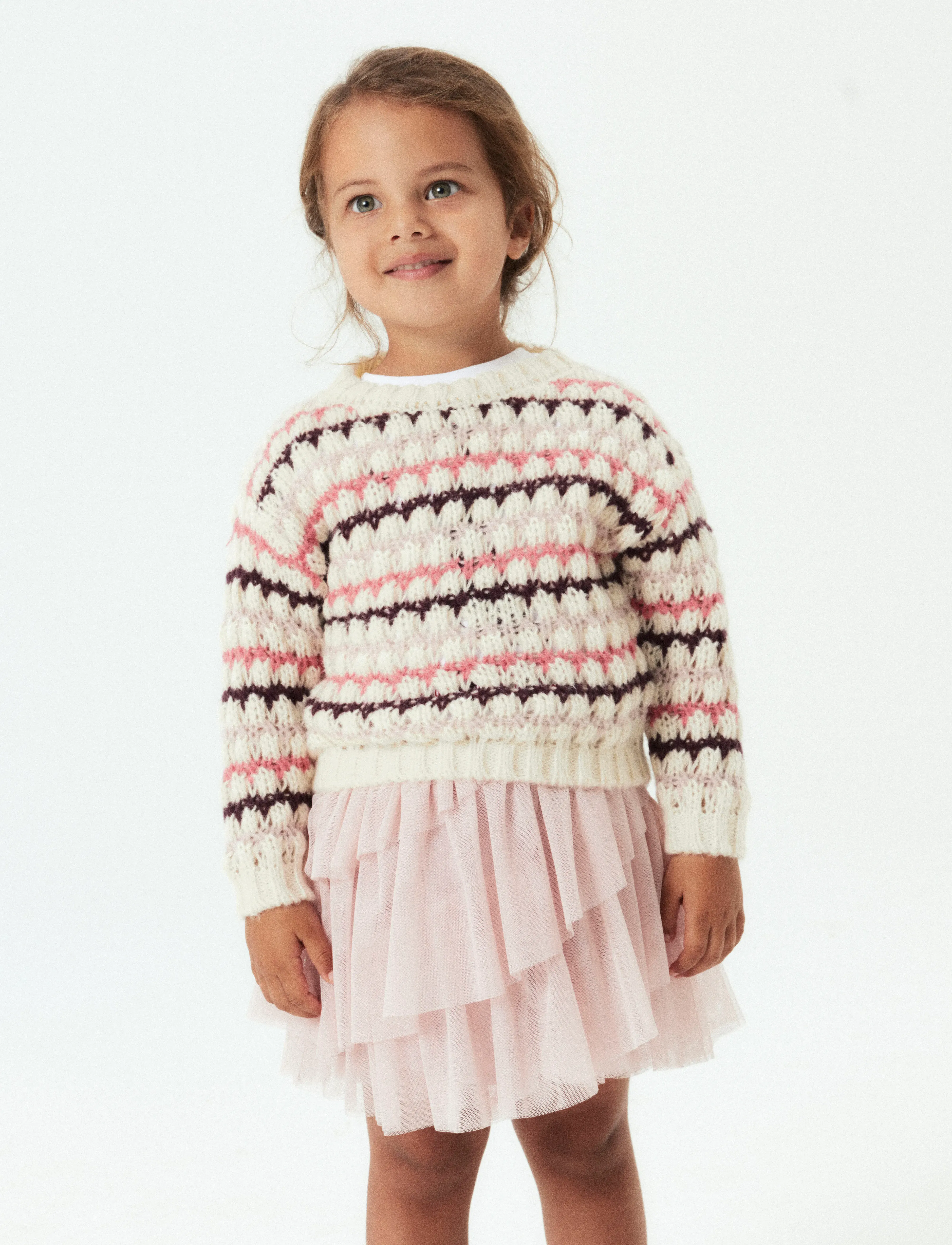 name it - NMFLENE LS KNIT - neulepuserot - cloud dancer - 3