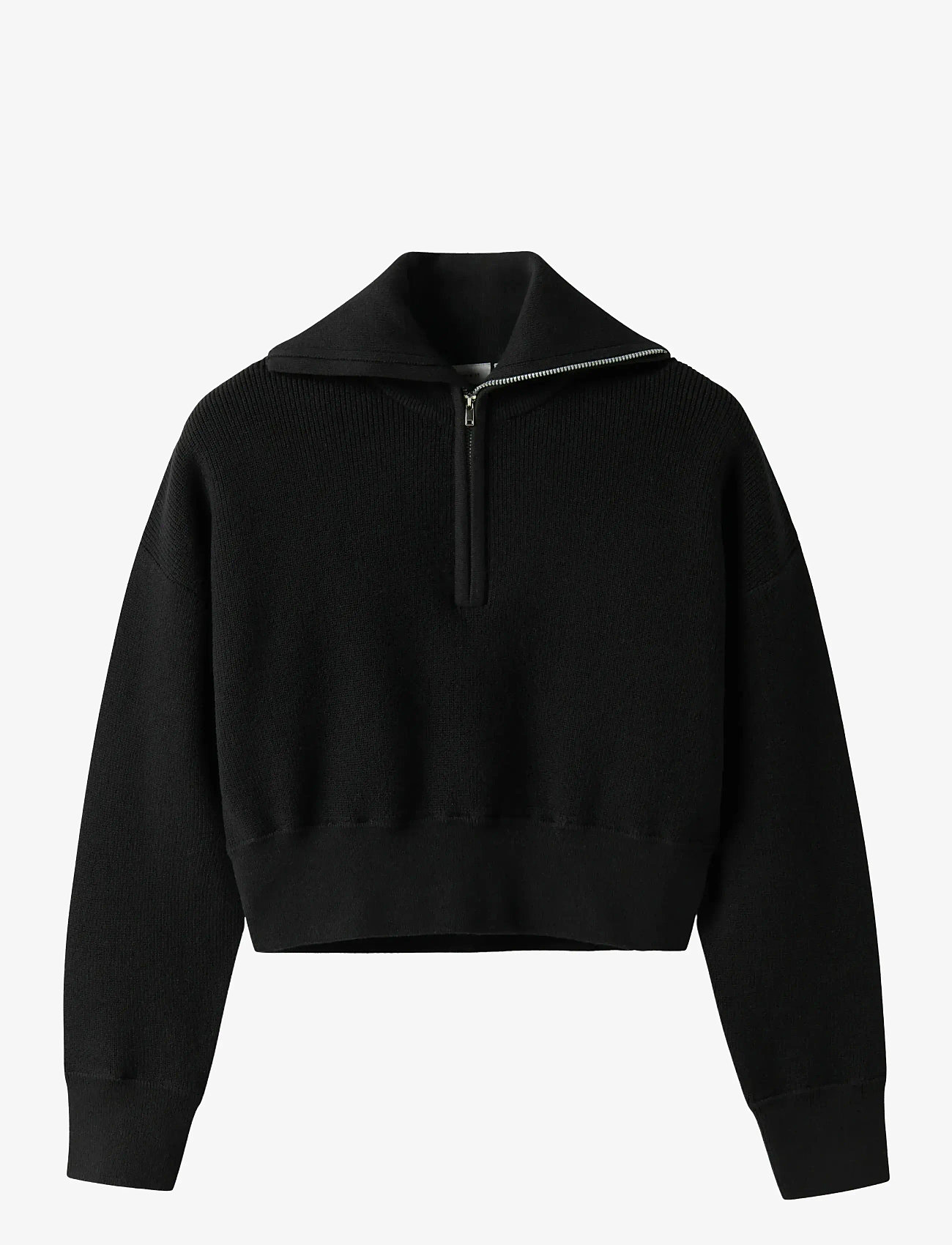 name it - NKFLISEN LS SHORT KNIT - jumpers - black - 0