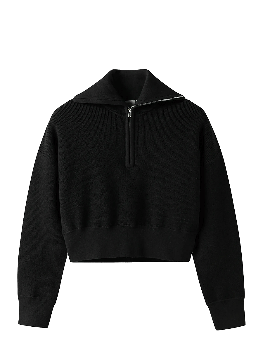 name it - NKFLISEN LS SHORT KNIT - stickade tröjor - black - 0
