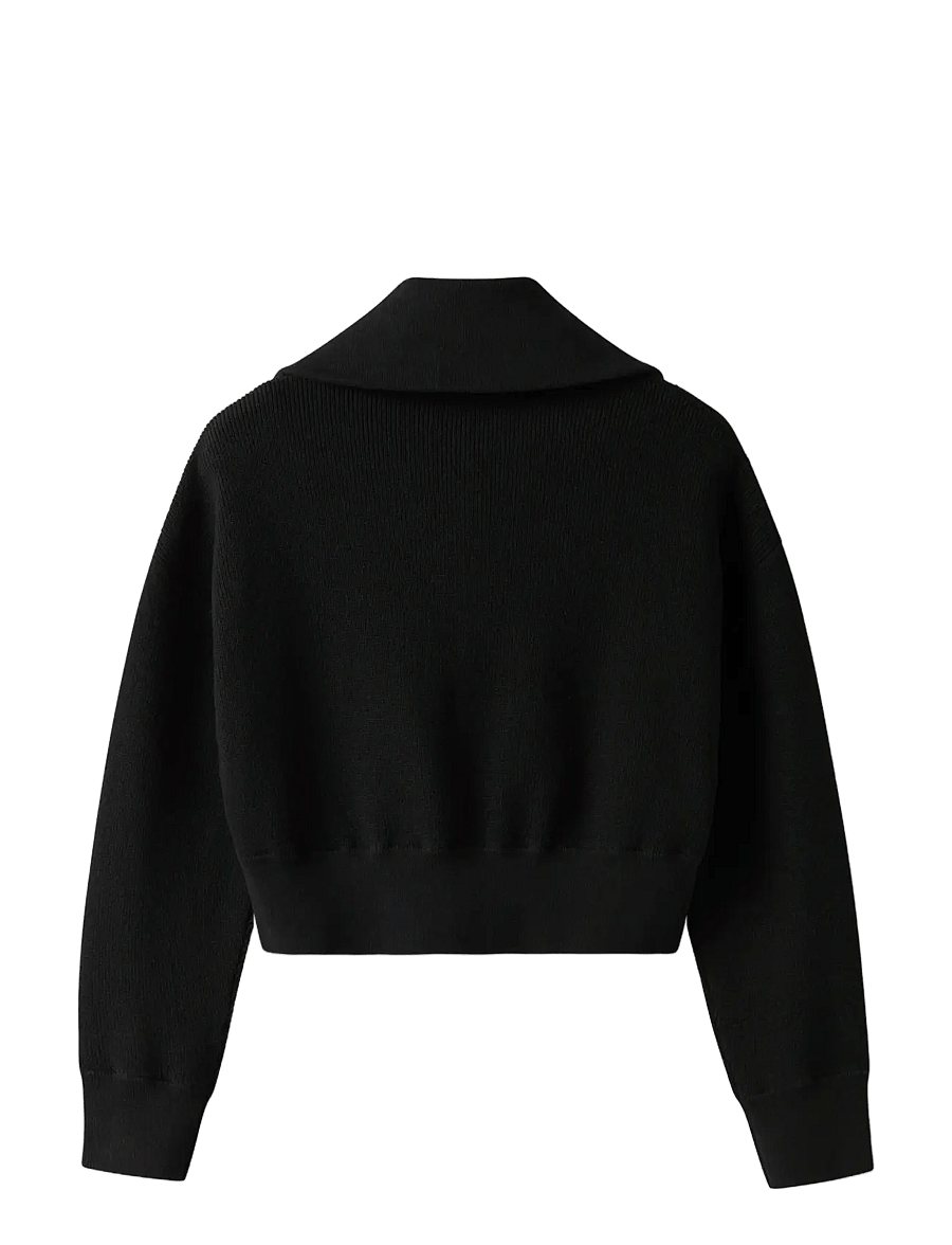 name it - NKFLISEN LS SHORT KNIT - stickade tröjor - black - 1