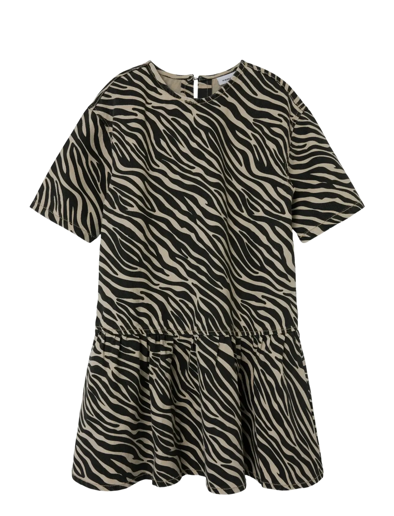 name it - NKFZEBRA TWILL SS DRESS 4003-TD D - kurzärmelige freizeitkleider - cement - 1