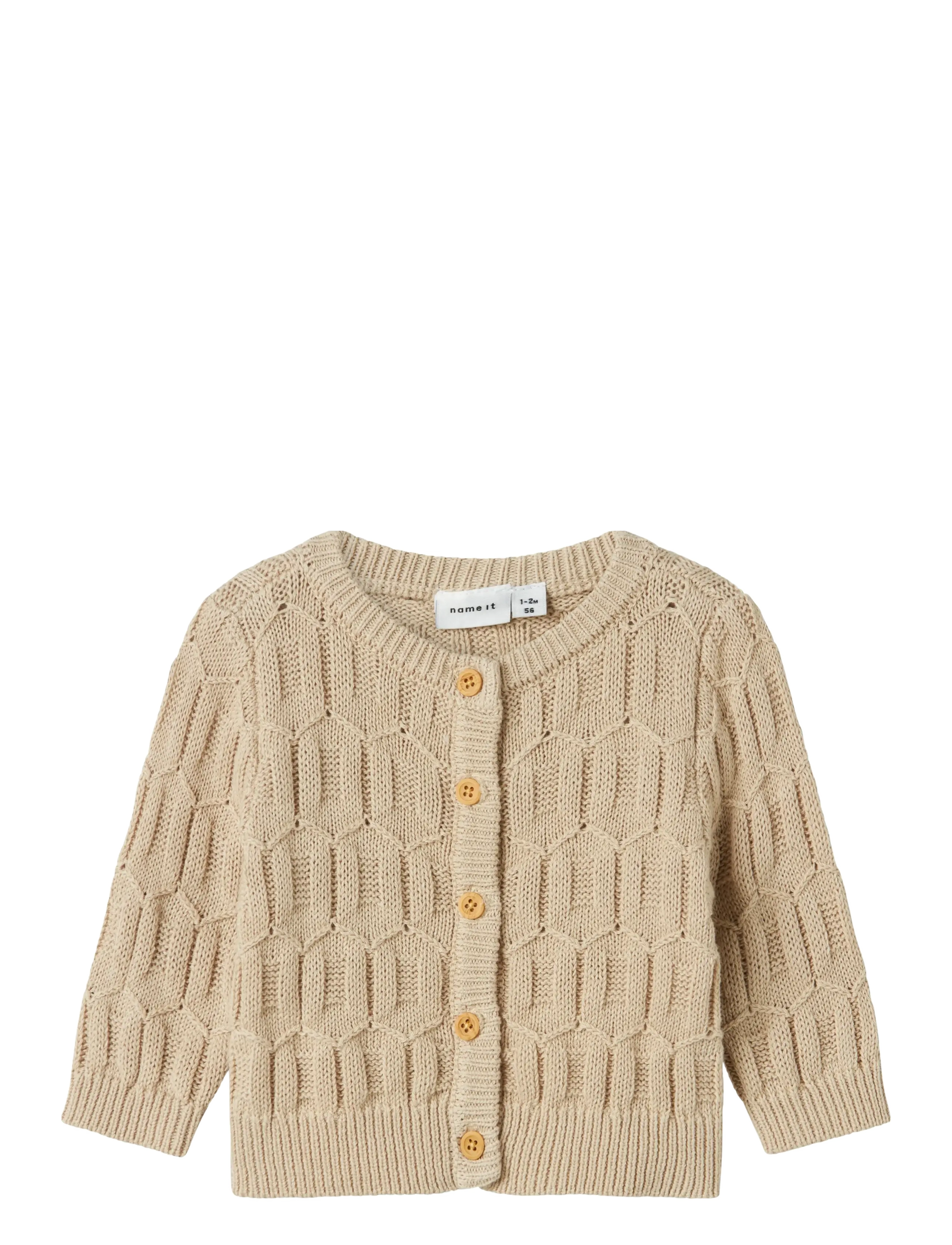 NAME IT Nbnlomma Ls Knit Card Beige - 68 - Kinder