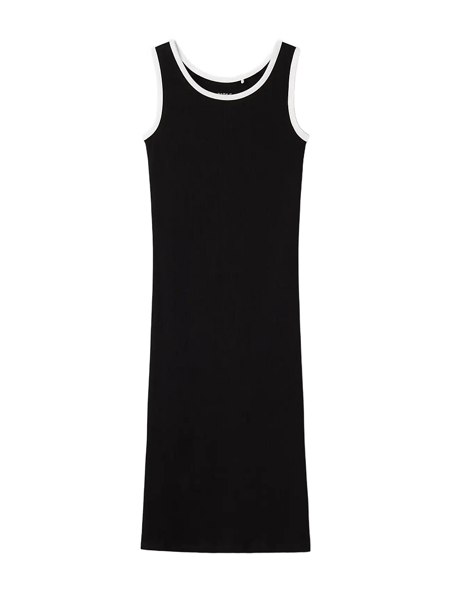 name it - NKFJALLY SLIM SL LONG DRESS - varrukateta vabaaja kleidid - black - 2