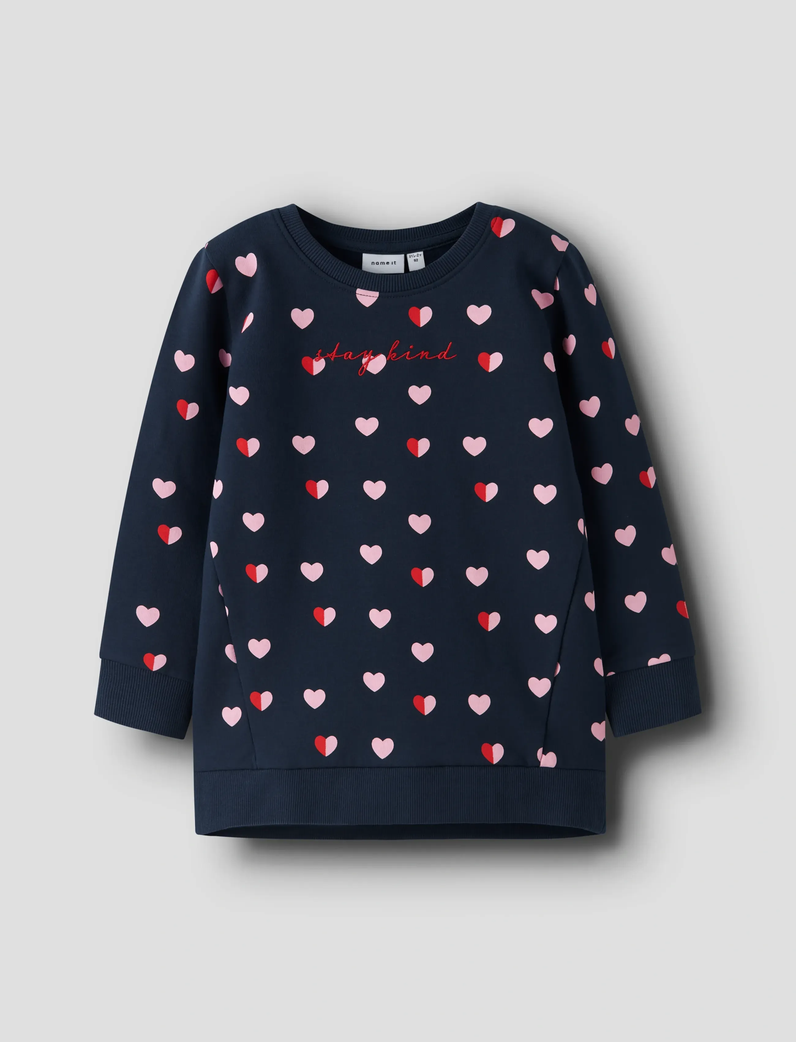 name it Nmflia Sweat Tunic Bru, 98, Navy, Sweatshirts & Hættetrøjer > Sweatshirts, Børn