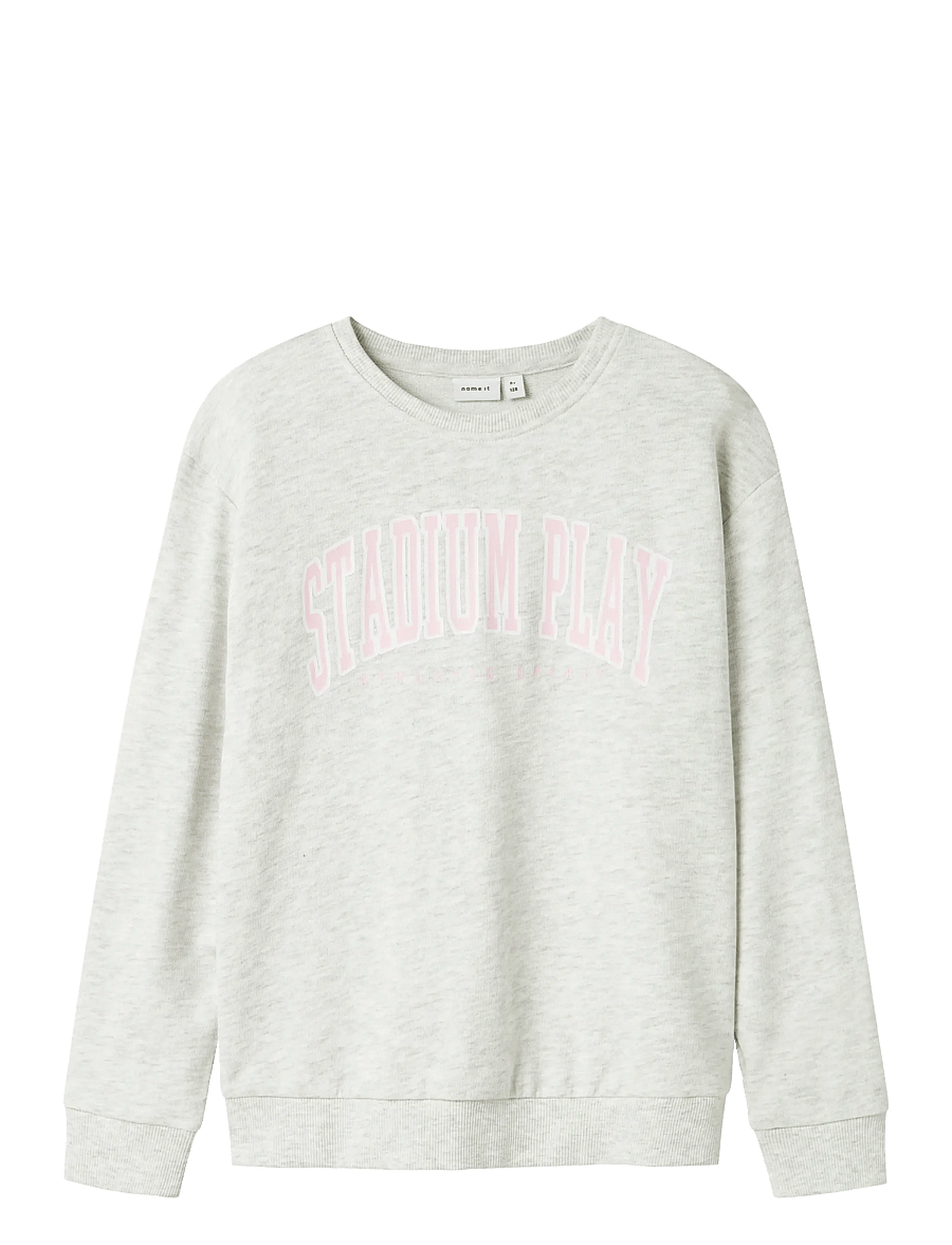 name it - NKFLIONA NREG SWEAT BRU - sweat-shirt - light grey melange - 1