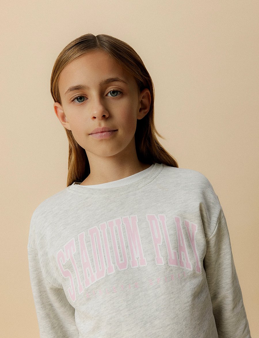 name it - NKFLIONA NREG SWEAT BRU - sweat-shirt - light grey melange - 0