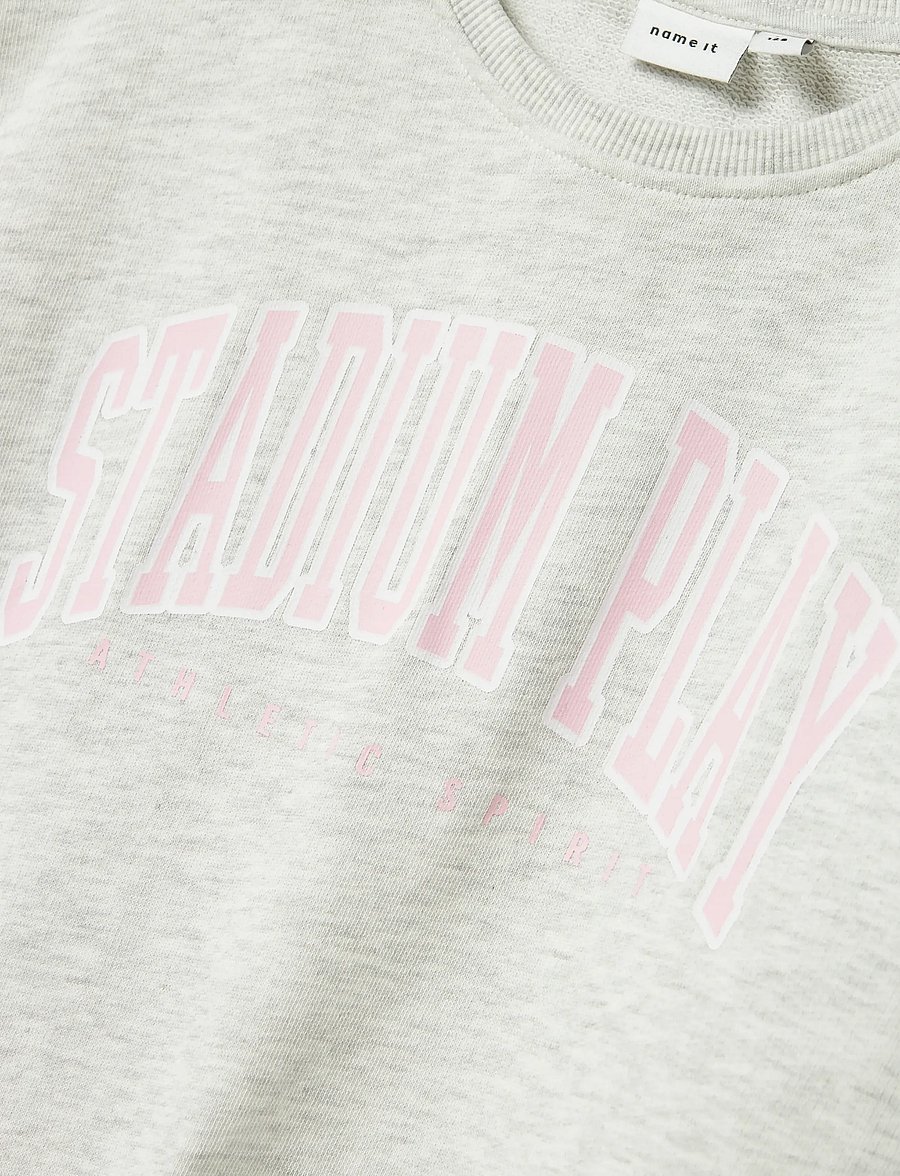name it - NKFLIONA NREG SWEAT BRU - sweat-shirt - light grey melange - 3