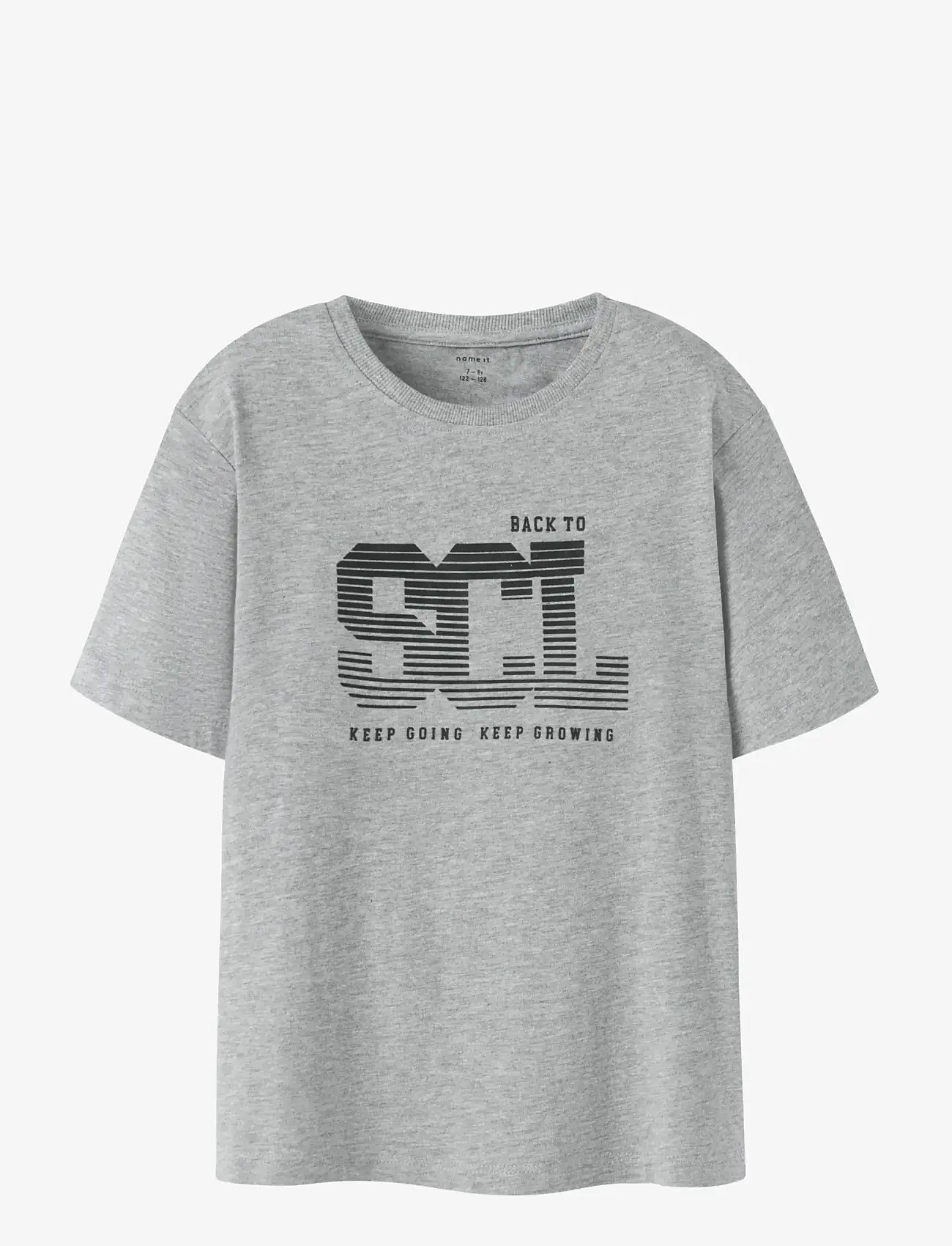 name it - NKMLADON SS NREG TOP BOX - short-sleeved t-shirts - grey melange - 0
