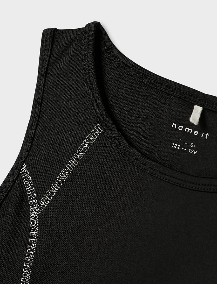 name it - NKFLENETTE SLIM SL SH TOP - linnen - black - 3