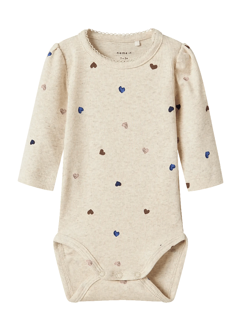 name it - NBFNUTTI LS BODY NOOS - langærmede bodyer - peyote melange - 0