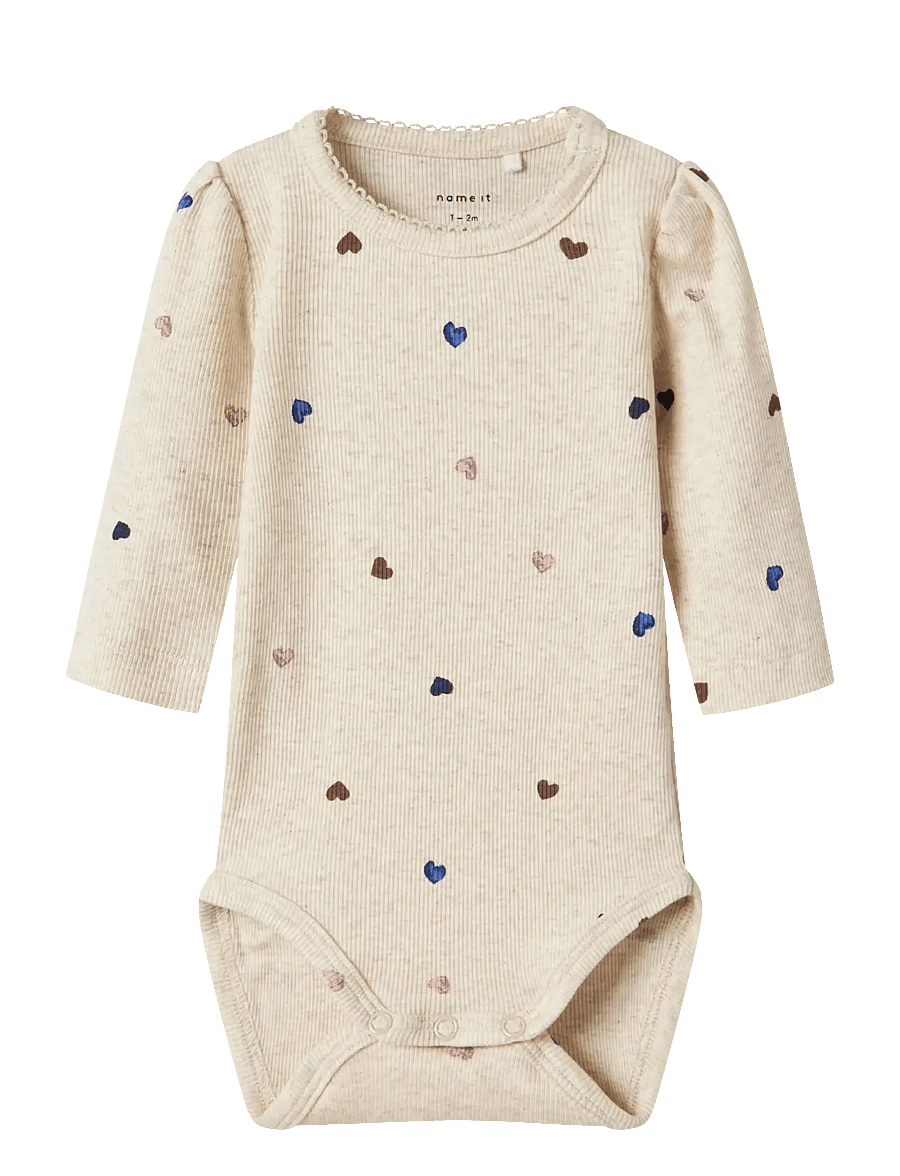 name it - NBFNUTTI LS BODY NOOS - långärmade bodies - peyote melange - 0