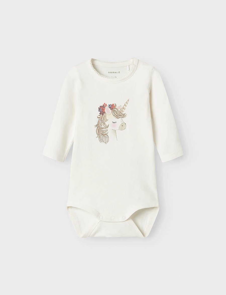 name it - NBFNICORN LS BODY BOX - långärmade bodies - cloud dancer - 0