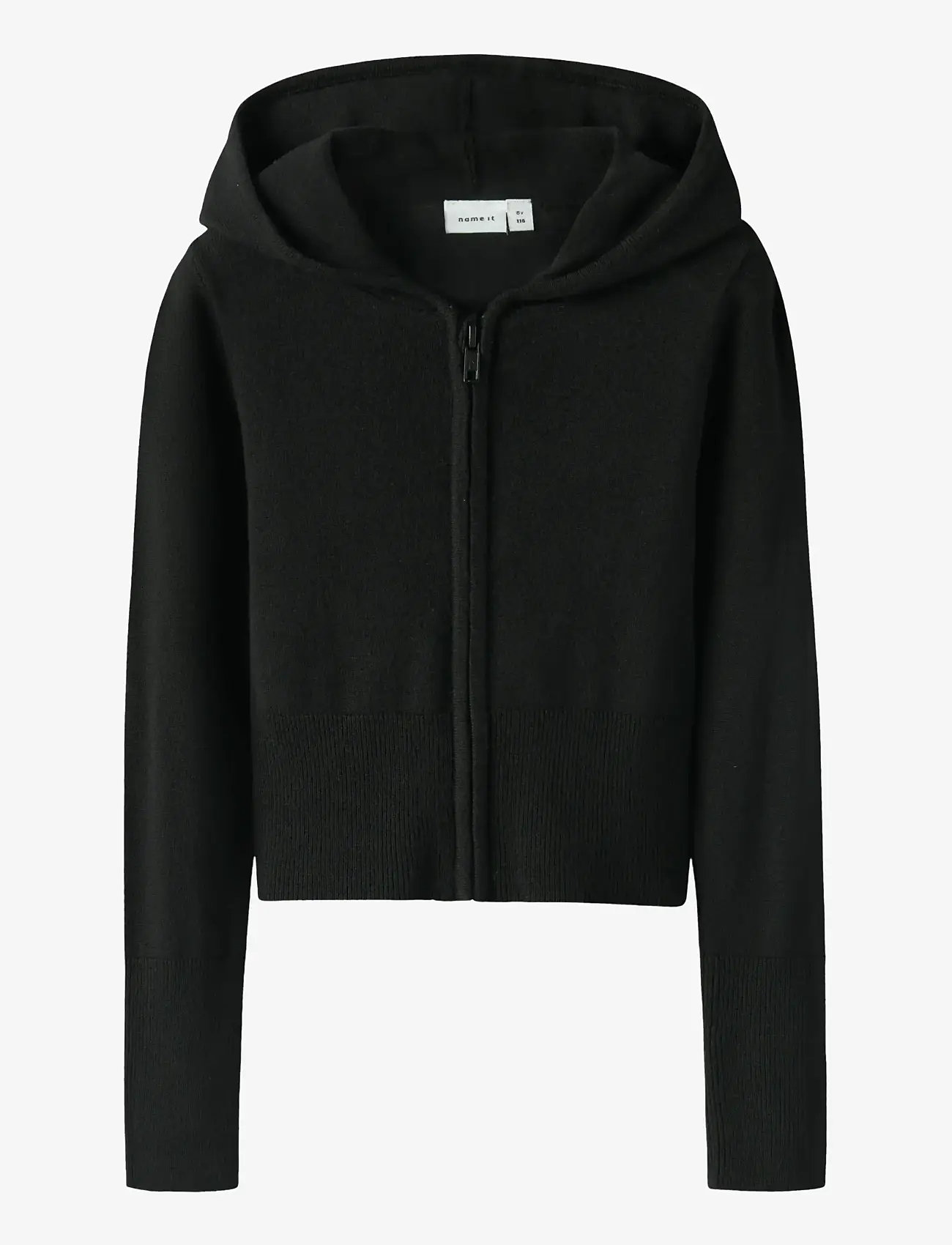 name it - NKFNULLARIA LS SLIM SH KNIT WH - cardigans - black - 0