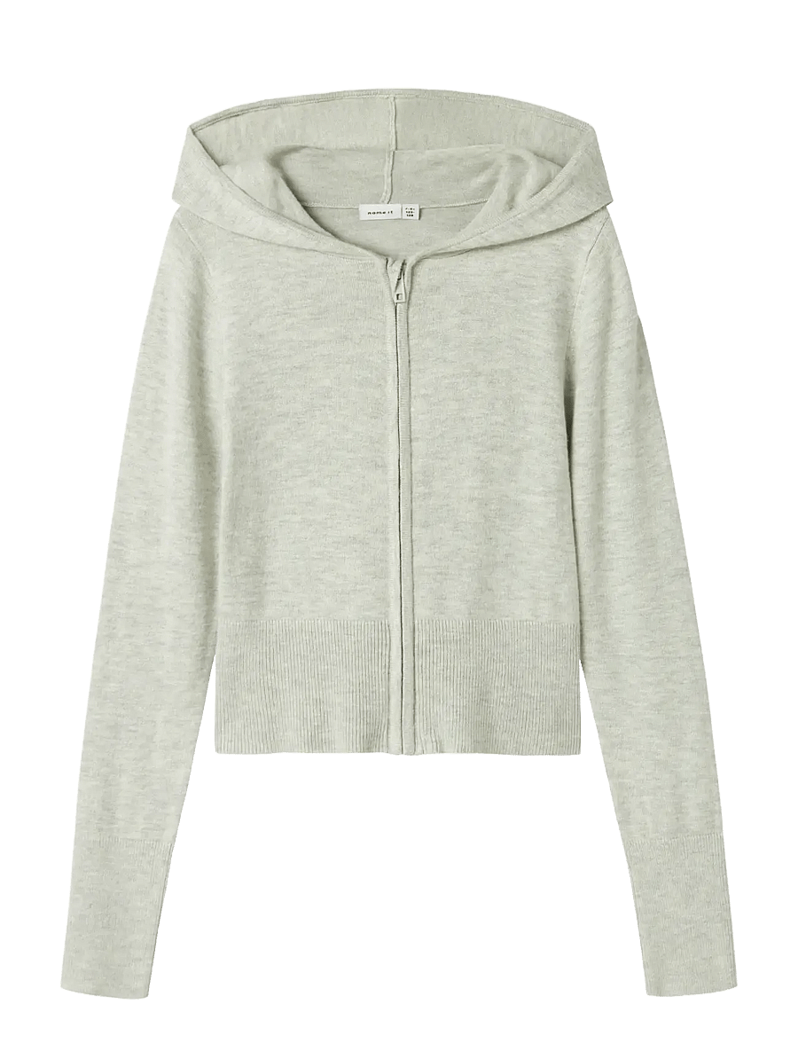 name it - NKFNULLARIA LS SLIM SH KNIT WH - cardigans - light grey melange - 1