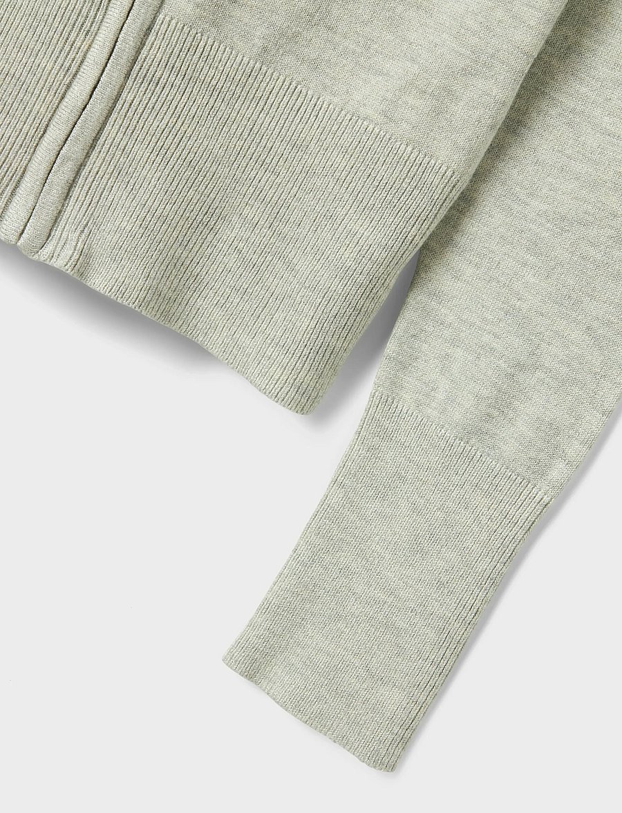name it - NKFNULLARIA LS SLIM SH KNIT WH - cardigans - light grey melange - 3